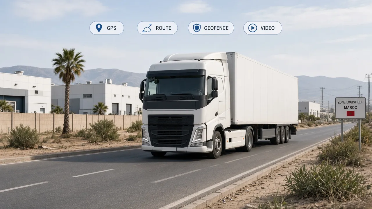 Camion équipé d’un système GPS de géolocalisation pour la gestion de flotte au Maroc