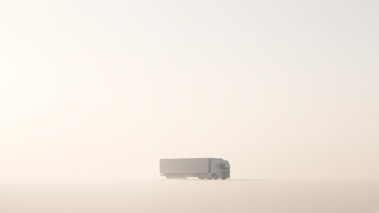 Camion logistique professionnel en composition éditoriale minimaliste
