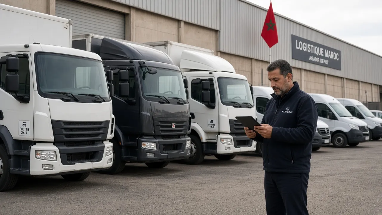 Flotte de véhicules équipée de systèmes GPS après déploiement télématique au Maroc