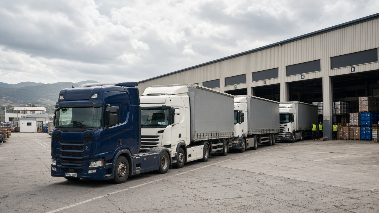 Flotte professionnelle utilisant une solution GPS dans un environnement logistique à Tanger