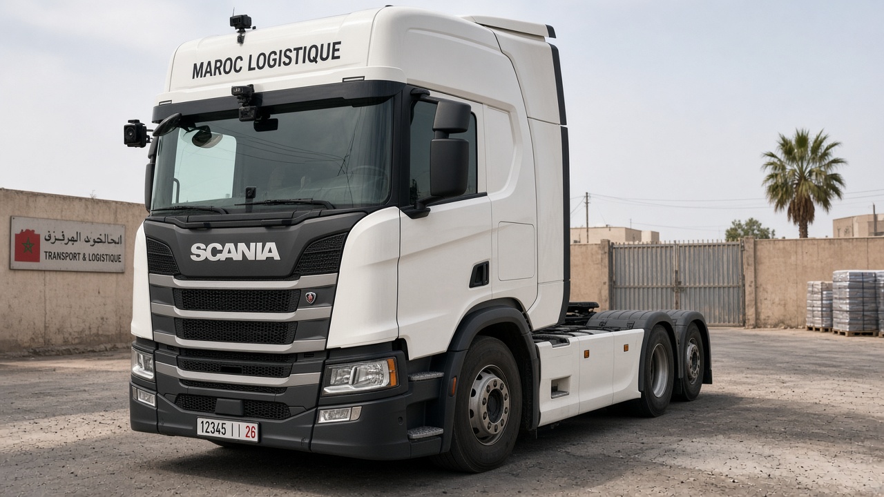 Camion professionnel équipé d’un système dashcam / multi-caméra pour devis vidéo-télématique au Maroc