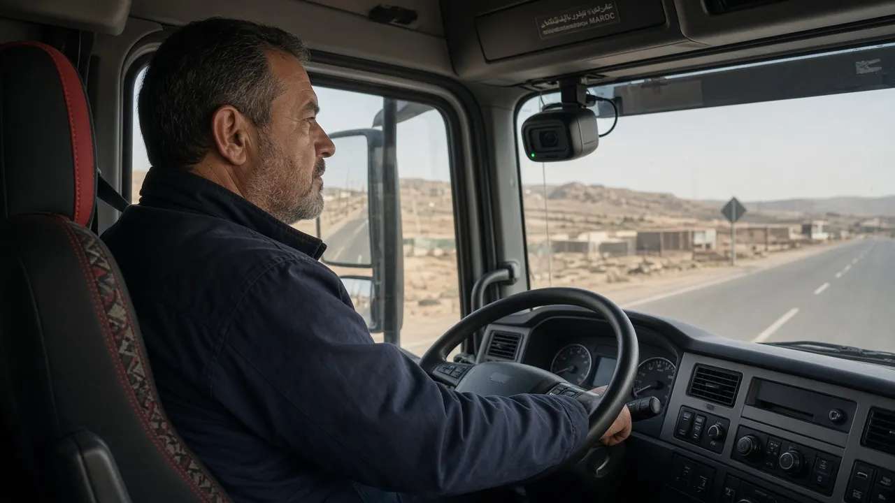 Conducteur de poids lourd avec système DMS de surveillance de vigilance