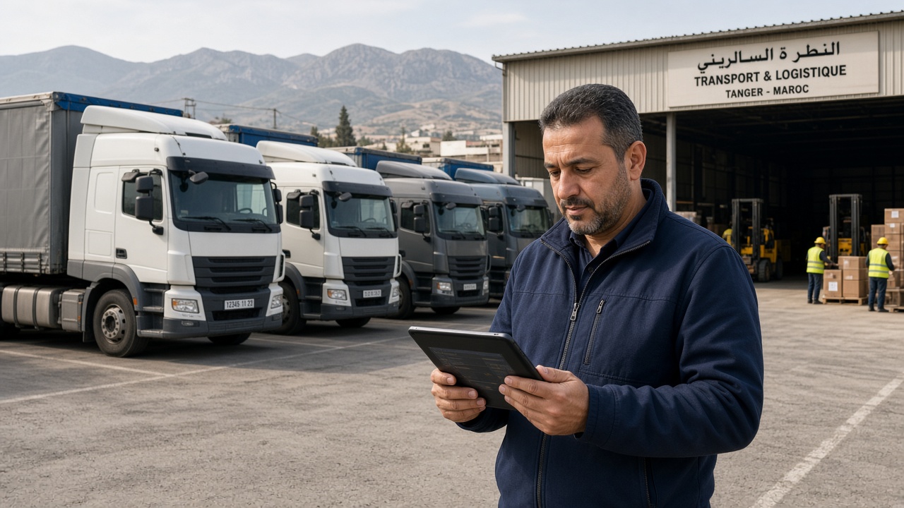 Flotte de poids lourds utilisant une solution de traceur GPS à Tanger